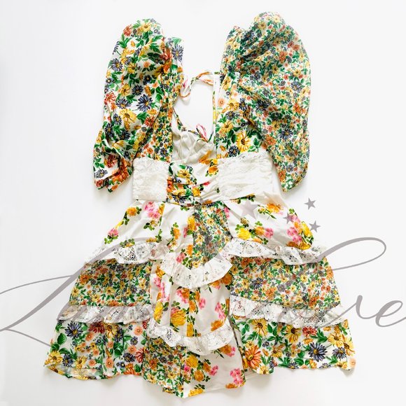 FOR LOVE & LEMONS Rosalyn Mini Dress in Green NWT - Picture 8 of 11